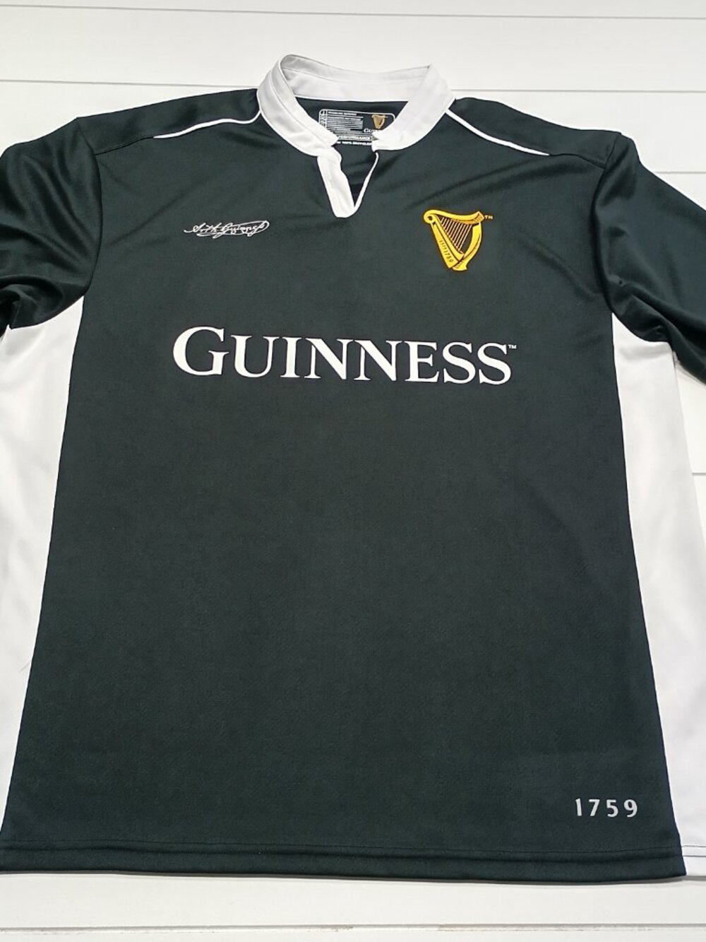 Guinness Rugby Jersey Men’s M Black White Dry Fit Performance Ireland 1759 - Picture 4 of 9